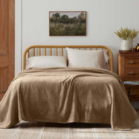 Cotton/Acrylic Fleece Blanket - Taupe, Full/Queen,Taupe