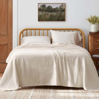 Cotton/Acrylic Fleece Blanket - Ivory, Full/Queen,Ivory