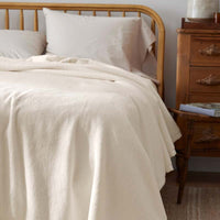 Cotton/Acrylic Fleece Blanket - Ivory, Full/Queen,Ivory