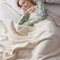 Cotton/Acrylic Fleece Blanket - Ivory, Full/Queen,Ivory