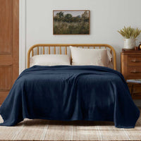Cotton/Acrylic Fleece Blanket - Navy, Full/Queen,Navy