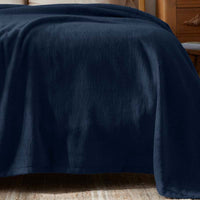 Cotton/Acrylic Fleece Blanket - Navy, Full/Queen,Navy