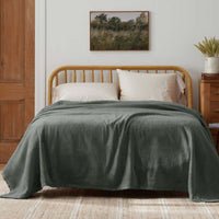 Cotton/Acrylic Fleece Blanket - Olive, Full/Queen,Olive