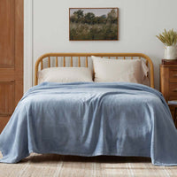 Cotton/Acrylic Fleece Blanket - Smoke Blue, Full/Queen,Smoke Blue