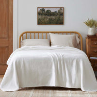 Cotton/Acrylic Fleece Blanket - White, Twin/Twin XL,White
