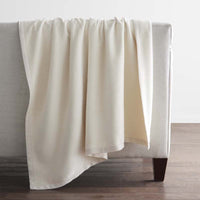 Cotton/Acrylic Fleece Throw - Ivory,Ivory