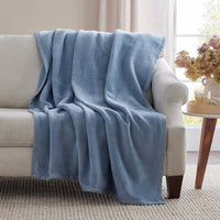 Cotton/Acrylic Fleece Throw - Smoke Blue,Smoke Blue