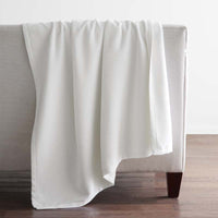 Cotton/Acrylic Fleece Throw - White,White