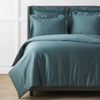 Premium Smooth Supima® Cotton Wrinkle-Free Sateen Duvet Cover - Ocean Blue, Full,Ocean Blue