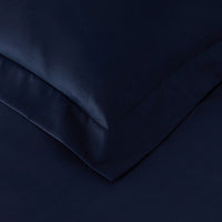 Premium Smooth Supima® Cotton Wrinkle-Free Sateen Flat Bed Sheet - Navy, Deep Pocket Queen,Navy