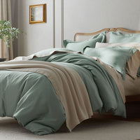 Premium Smooth Supima® Cotton Wrinkle-Free Sateen Flat Bed Sheet - Sea Mist, Deep Pocket Queen,Sea Mist