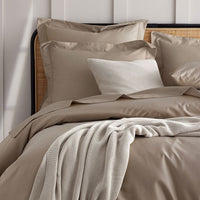 Premium Smooth Supima® Cotton Wrinkle-Free Sateen Fitted Bed Sheet - Light Birch, Deep Pocket Queen,Light Birch
