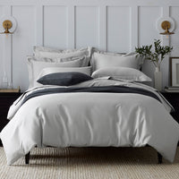 Premium Smooth Supima® Cotton Wrinkle-Free Sateen Fitted Bed Sheet - Light Gray, Deep Pocket Queen,Light Gray