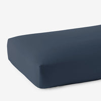 Premium Smooth Supima® Cotton Wrinkle-Free Sateen Fitted Bed Sheet - Steel Blue, Deep Pocket Queen,Steel Blue