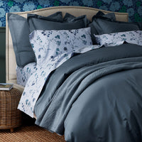 Premium Smooth Supima® Cotton Wrinkle-Free Sateen Fitted Bed Sheet - Steel Blue, Deep Pocket Queen,Steel Blue