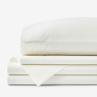 Premium Cool Supima® Cotton Percale Deep Pocket Bed Sheet Set - Cream, Queen,Cream