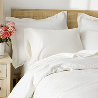 Premium Cool Supima® Cotton Percale Deep Pocket Bed Sheet Set - Cream, Queen,Cream