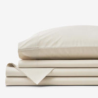 Premium Cool Supima® Cotton Percale Deep Pocket Bed Sheet Set - Oatmeal, Queen,Oatmeal