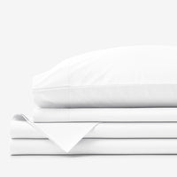 Premium Cool Supima® Cotton Percale Deep Pocket Bed Sheet Set - White, Queen,White