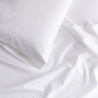 Premium Cool Supima® Cotton Percale Deep Pocket Bed Sheet Set - White, Queen,White