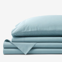 Premium Cool Supima® Cotton Percale Deep Pocket Bed Sheet Set - Slate Blue, Queen,Slate Blue