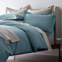 Premium Cool Supima® Cotton Percale Deep Pocket Bed Sheet Set - Slate Blue, Queen,Slate Blue