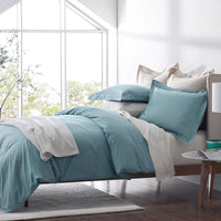 Premium Cool Supima® Cotton Percale Deep Pocket Bed Sheet Set - Slate Blue, Queen,Slate Blue