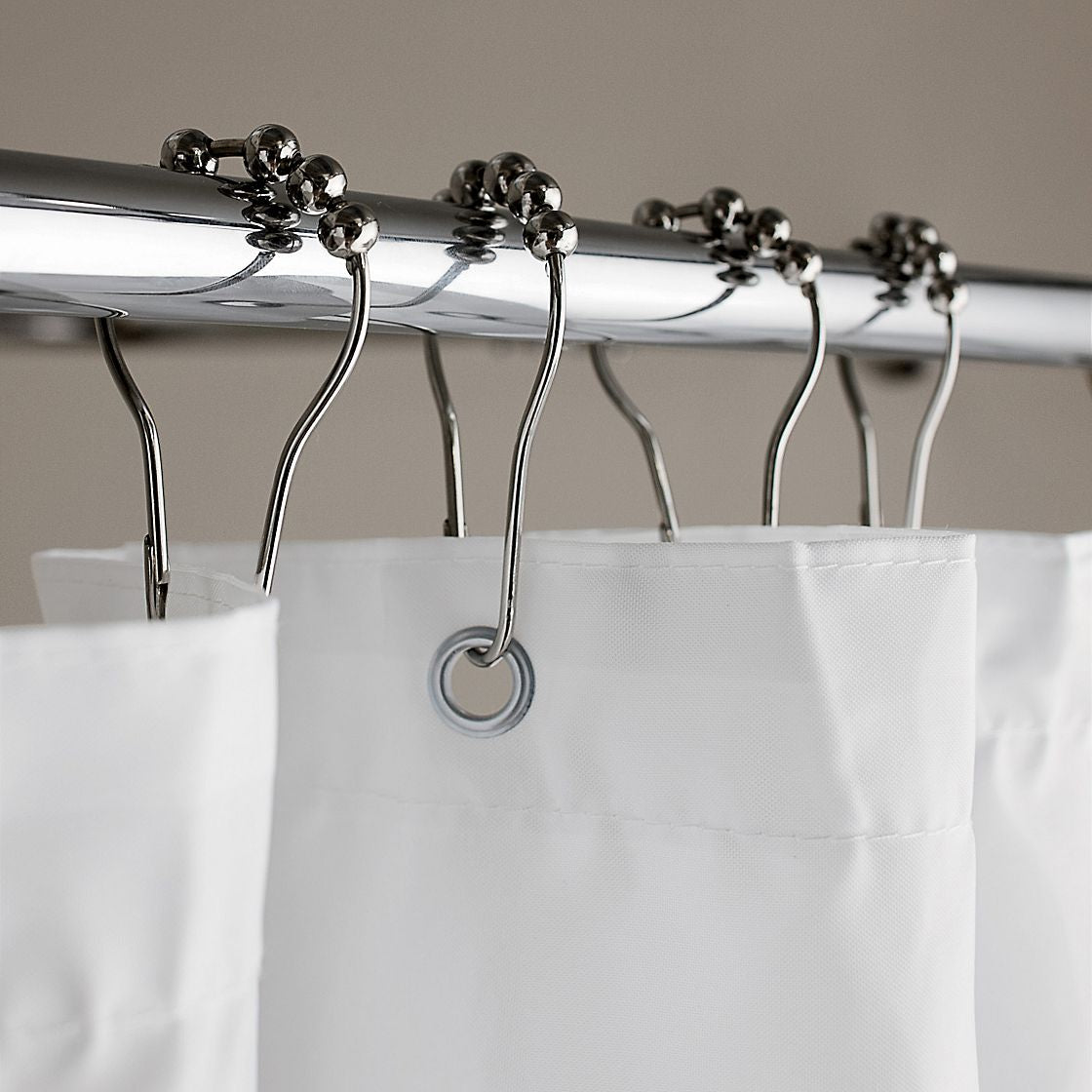 Roller Shower Curtain Hooks, Set of 12 - Chrome,Chrome