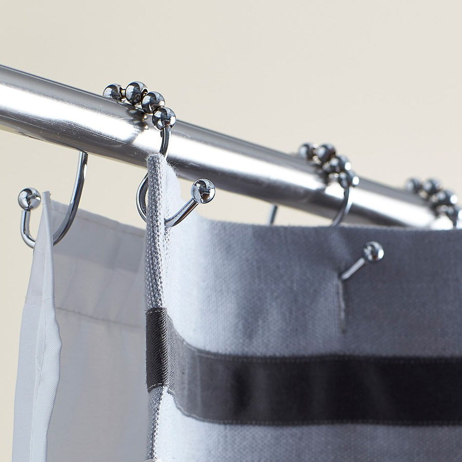 Double Roller Metal Shower Curtain Hooks - Chrome,
