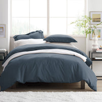 Premium Smooth Supima® Cotton Wrinkle-Free Sateen Bed Sheet Set - Steel Blue, Deep Pocket Queen,Steel Blue