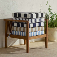 Replacement Boxed Edge Chair Cushion - Narrow Stripe Air Blue, 21 in. x 19 in.,Narrow Stripe Air Blue
