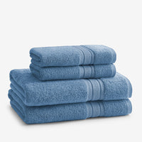 Turkish Cotton 4-Piece Bath & Hand Towel Set - Soft Blue,Soft Blue
