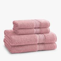Turkish Cotton 4-Piece Bath & Hand Towel Set - Blush,Blush