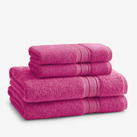 Turkish Cotton 4-Piece Bath & Hand Towel Set - Magenta Pink,Magenta Pink
