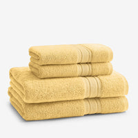 Turkish Cotton 4-Piece Bath & Hand Towel Set - Pale Yellow,Pale Yellow
