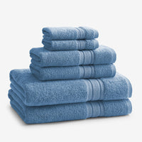 Turkish Cotton 6-Piece Bath Set - Soft Blue,Soft Blue