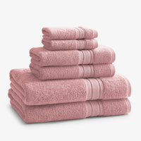 Turkish Cotton 6-Piece Bath Set - Blush,Blush