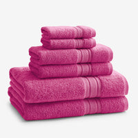 Turkish Cotton 6-Piece Bath Set - Magenta Pink,Magenta Pink