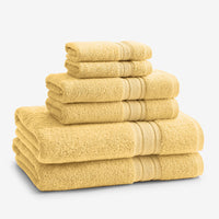 Turkish Cotton 6-Piece Bath Set - Pale Yellow,Pale Yellow