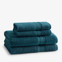 Turkish Cotton 4-Piece Bath & Hand Towel Set - Deep Teal,Deep Teal