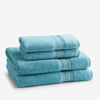 Turkish Cotton 4-Piece Bath & Hand Towel Set - Lagoon,Lagoon