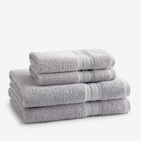 Turkish Cotton 4-Piece Bath & Hand Towel Set - Silver,Silver