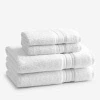 Turkish Cotton 4-Piece Bath & Hand Towel Set - White,White